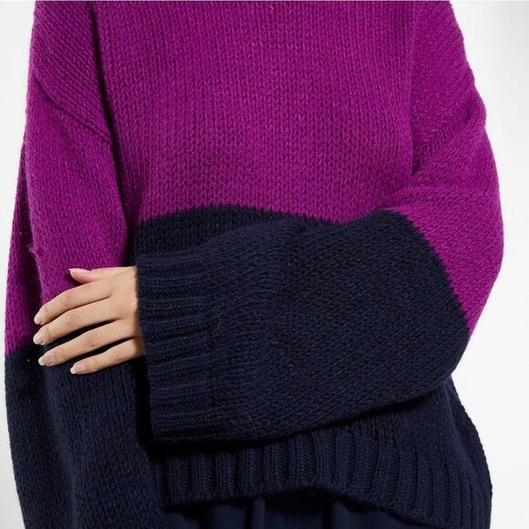 XIRENA Alpaca Oversized Round Neck Jumper Sweater Purple - Picture 5 of 9